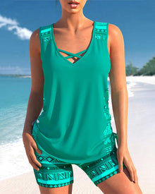 Bienna Tankini Woman – Geometric Design with Full Coverage & Comfortable Cut