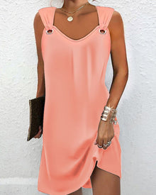 Aitana Summer Dress Woman – Elegant Sleeveless Dress in Soft Fabric with Trendy Design Knee Length