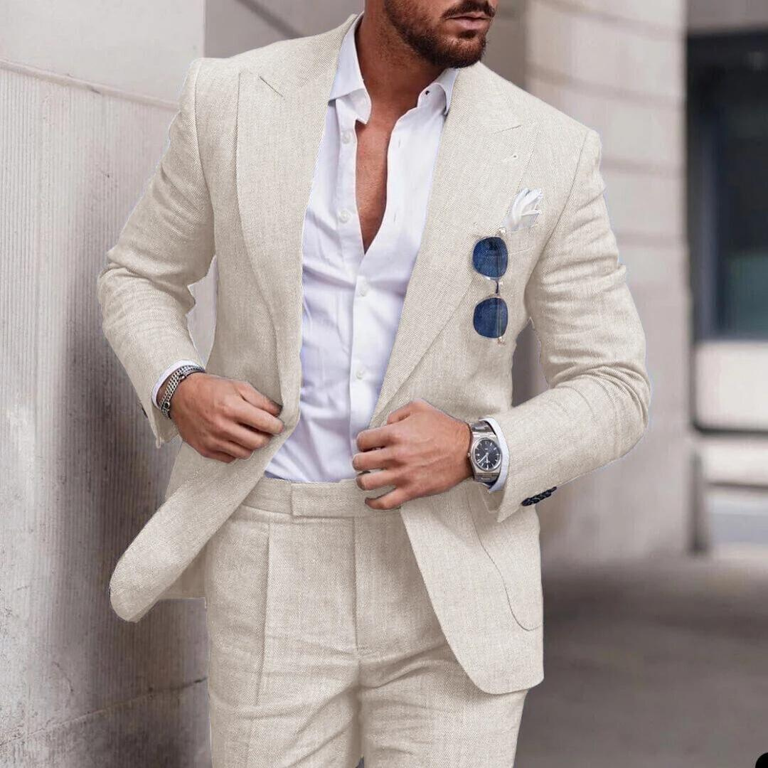 Summer suit for men Albin - Lightweight two-piece suit with modern cut and elegant buttons
