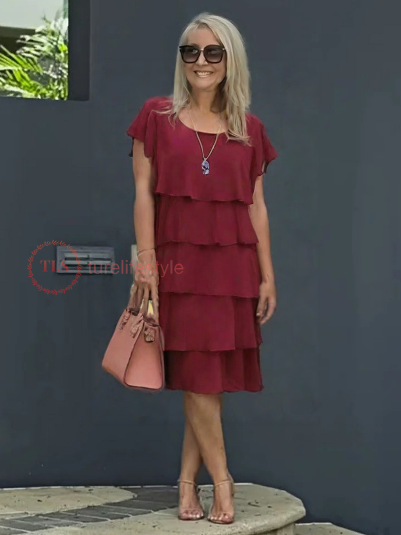 Giselle Midi Dress Woman – Fluid Chiffon Dress with Asymmetric Hem, Layered & Elegant
