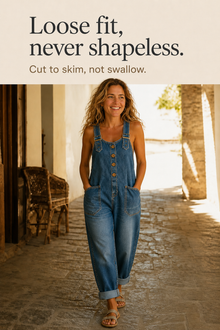 Loosetta – Vintage Wash Adjustable-Strap Wide-Leg Overalls