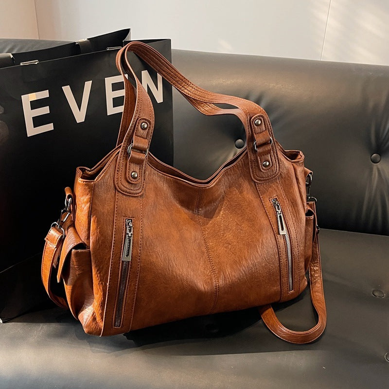 Clara Sac à Main Femme – Elegant Leather Bag with Spacious Compartments & Zipped Details