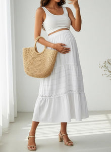 Breilla Maxi Skirt for Women – Bohemian Cotton Skirt, Crochet Lace & Flowing