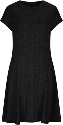 Emma Women's Robe – Elegant Ribbed Knit Midi Dress with Round Neck and Short Sleeves