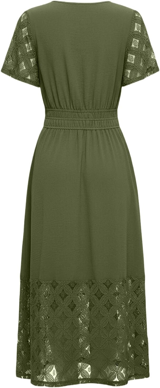 Emma Women's Robe – Bohemian Maxi Dress V-Neck Empire Waist Pockets Lightweight Summer