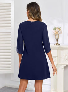 Chloé Women's Cocktail Dress – Elegant Chiffon Dress with Ruffled Sleeves for Wedding