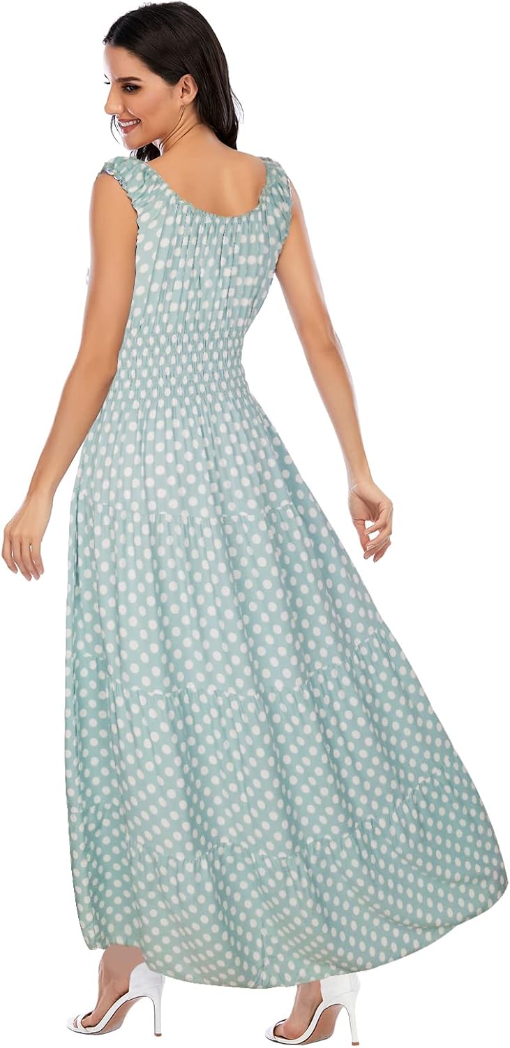 Lina Bohemian Maxi Dress for Women – Elegant Summer Long Flowing Dress with Floral Print