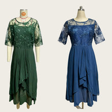 Isabelle Women's Dress – Elegant V-Neck Lace Maxi Dress with Mid-Length Sleeves for Wedding