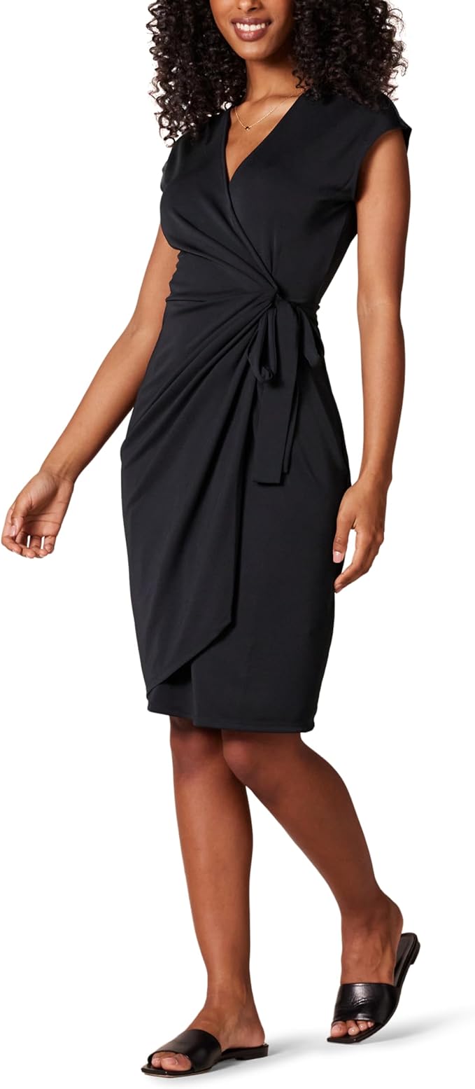 Rori Women's Wallet Dress – V-Neck, Fitted Cut & Comfortable Elegant Cotton Jersey