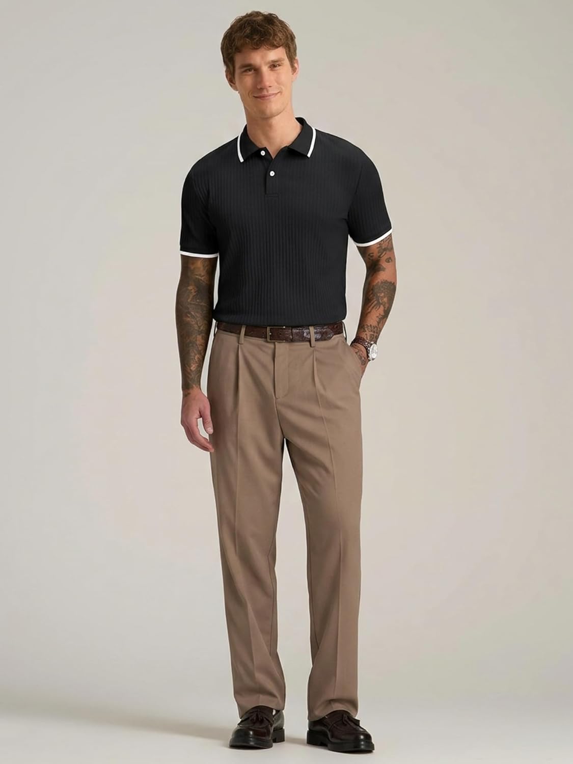 Adrien Men's Polo – Stretch Knit Polo, Lightweight & Elegant Business Casual Style