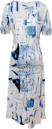Maya Maxi Dress Plus Size – Summer Dress V-Neck Tie-Dye Flowing Short Sleeves