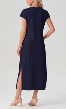 Charlotte Midi Dress for Women – Flowing Dress with Tied Waist and Flared Cut