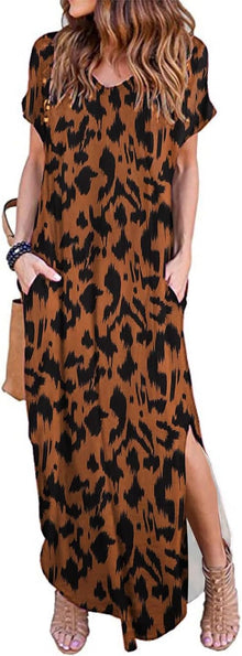 Julie Maxi Dress for Women – Long V-Neck Split Casual Summer Flowing Elegant Dress