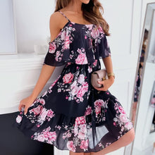 Mhaine Women's Bohemian Dress – Off-Shoulder, Ruffles, Flowing Midi Cut Summer