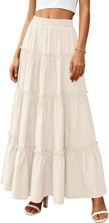 Layza Maxi Skirt for Women – Bohemian High-Waisted Skirt, Flowing & Ruffled Summer