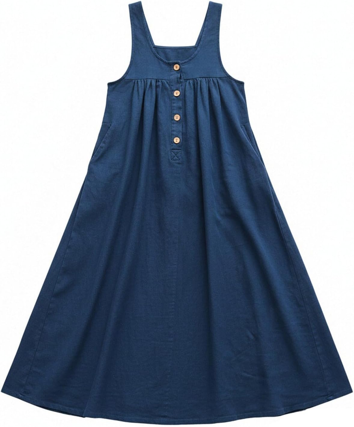 Clémence Long Denim Overalls Dress – Vintage Pinafore Dress with Adjustable Straps