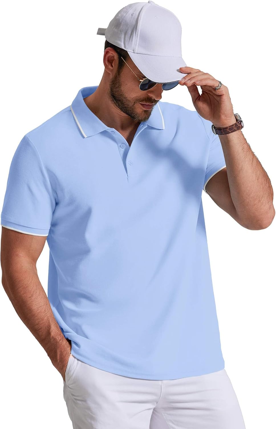 Robert Polo Men – Cotton Piqué Polo, Lightweight & Casual Chic Summer Style