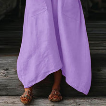 Mila Women's Dress – Maxi Linen Dress V-Neck 3/4 Sleeves A-Line Oversized Summer Dress