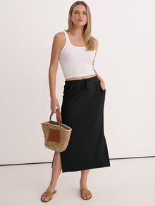 Jessa Maxi Skirt for Women – High Waist Skirt, Slit & Pockets Casual Chic