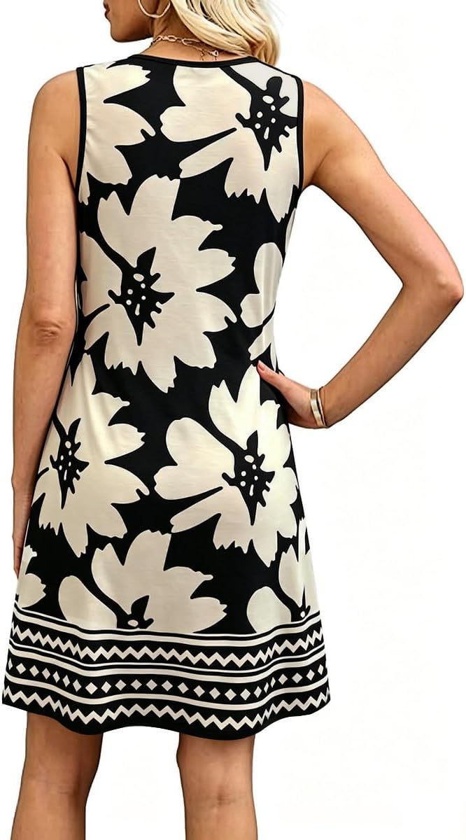 Chloé Women's Summer Dress – Short Floral Dress with Straps, A-Line Cut, Beachwear