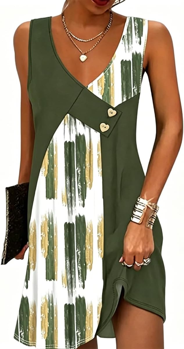 Zoé Summer Dress for Women – Short V-Neck Sleeveless Dress with Pockets, Casual Chic