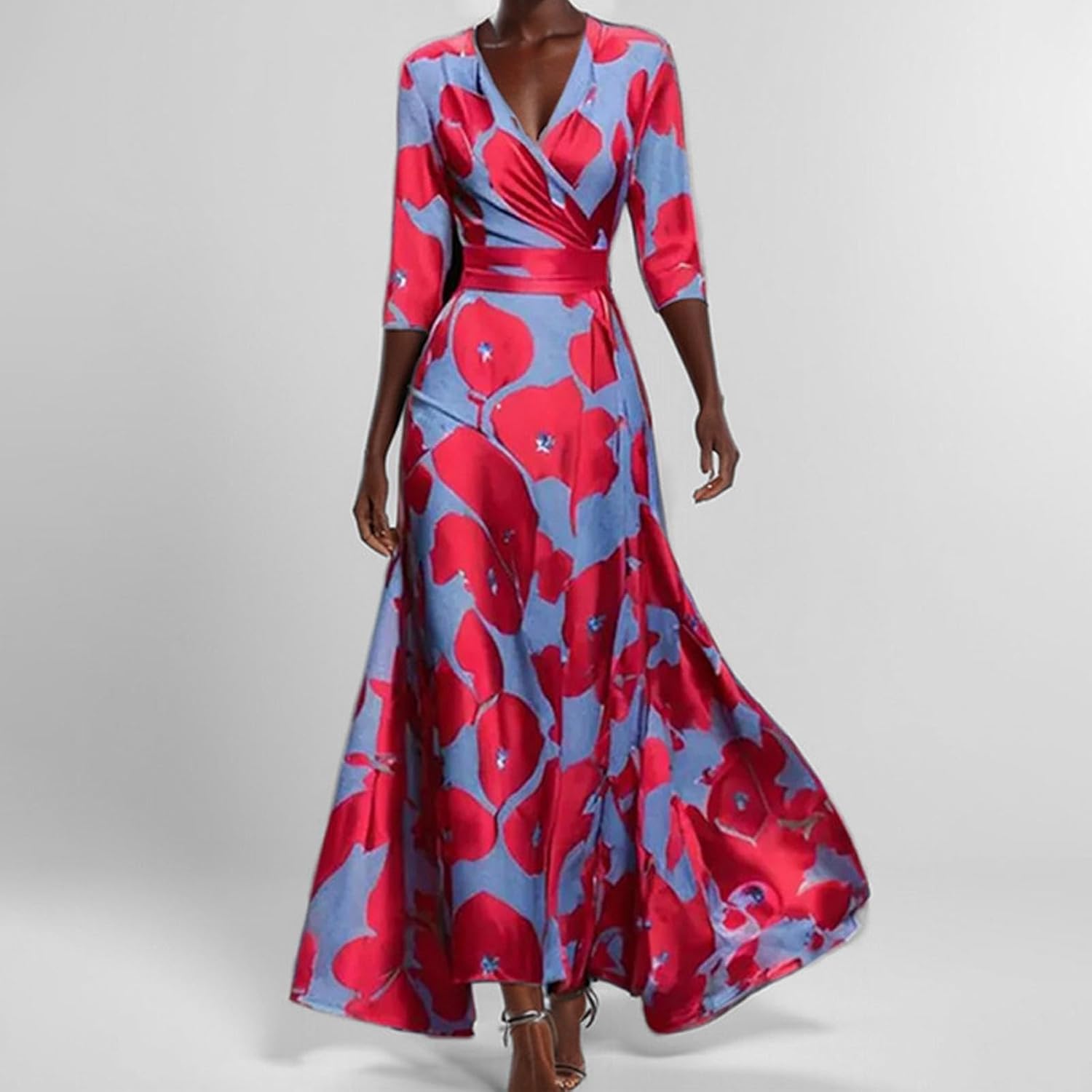 Julie Women's Summer Dress – Fluid A-Line Dress with Short Sleeves and V-Neck