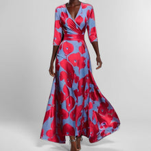 Julie Women's Summer Dress – Fluid A-Line Dress with Short Sleeves and V-Neck