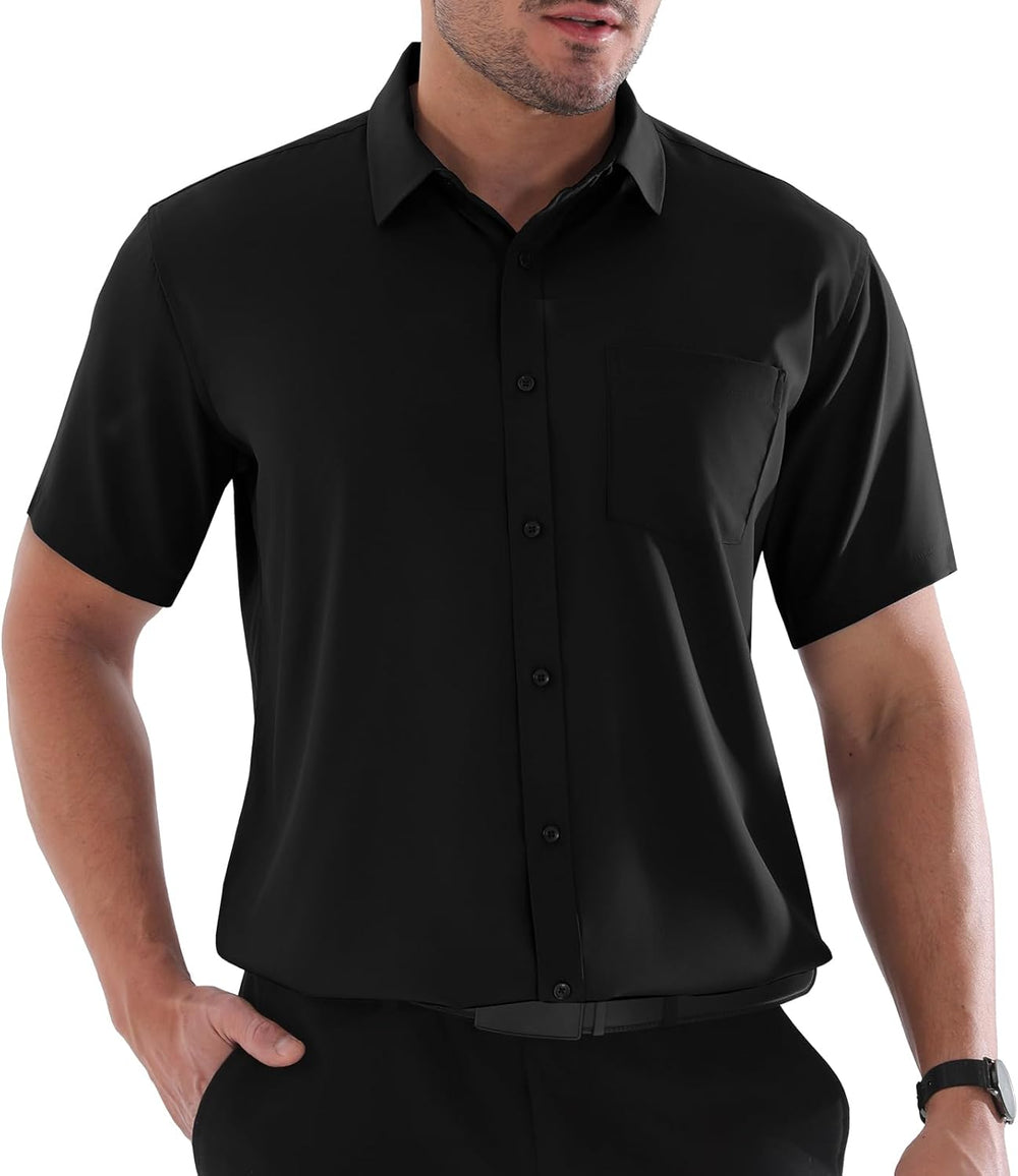 Marc Men's Shirt Plus Size – Stretch Short Sleeve Business Casual Shirt