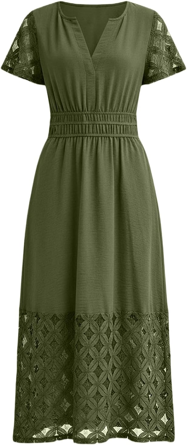 Emma Women's Robe – Bohemian Maxi Dress V-Neck Empire Waist Pockets Lightweight Summer