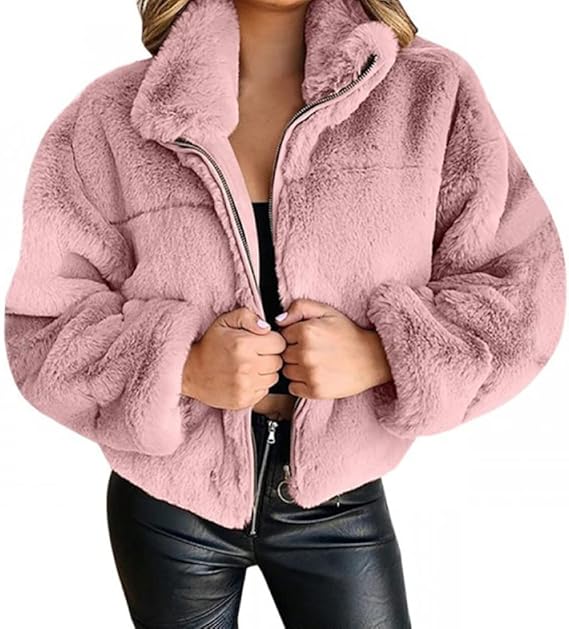 Terry Teddy Vest Woman – Soft Winter Coat with High Collar & Modern Zipped Cut