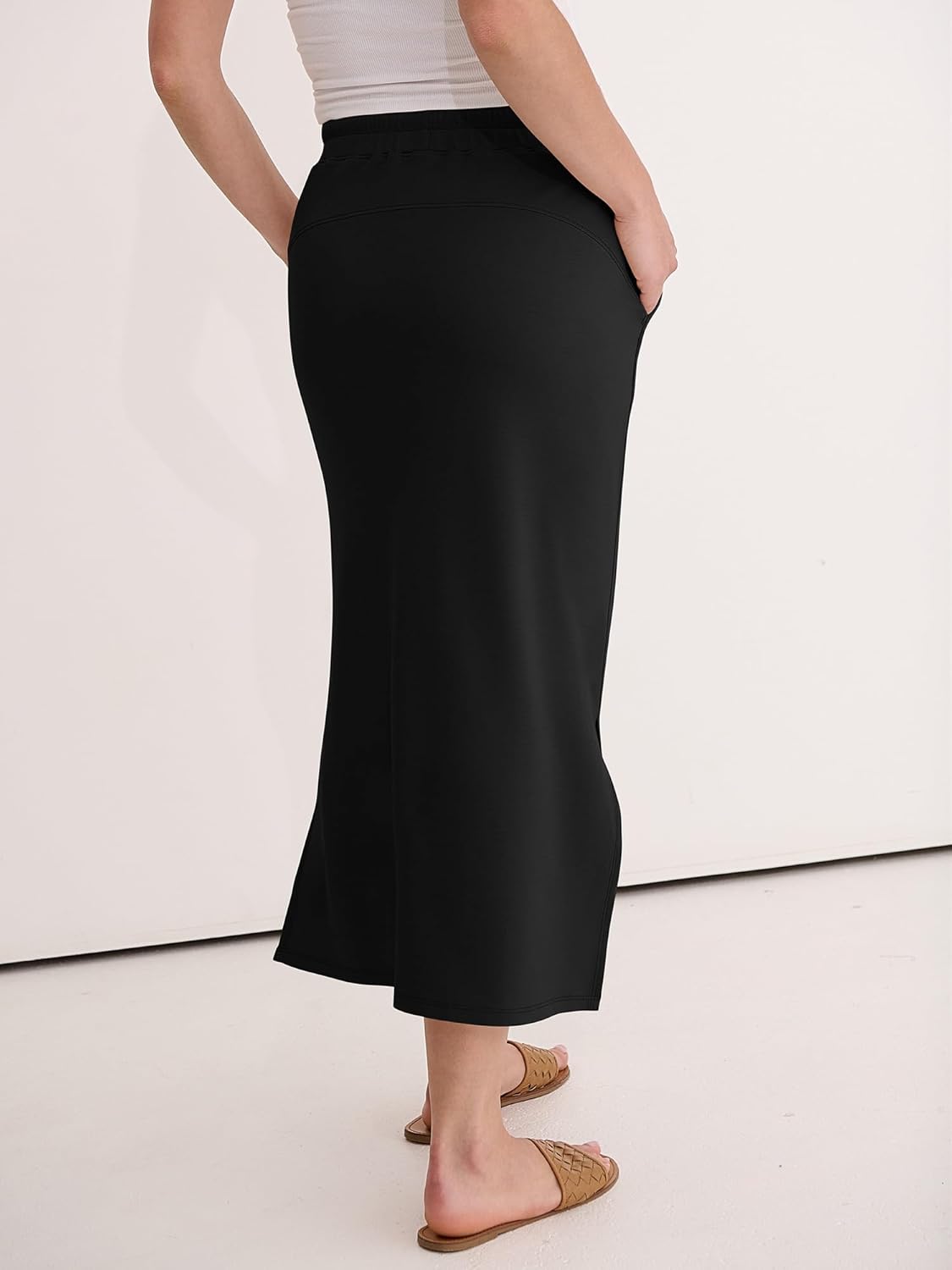 Jessa Maxi Skirt for Women – High Waist Skirt, Slit & Pockets Casual Chic
