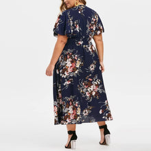 Élise Women's Dress – Floral Midi Dress V-Neck A-Line Lightweight Linen Cotton Elegant Summer