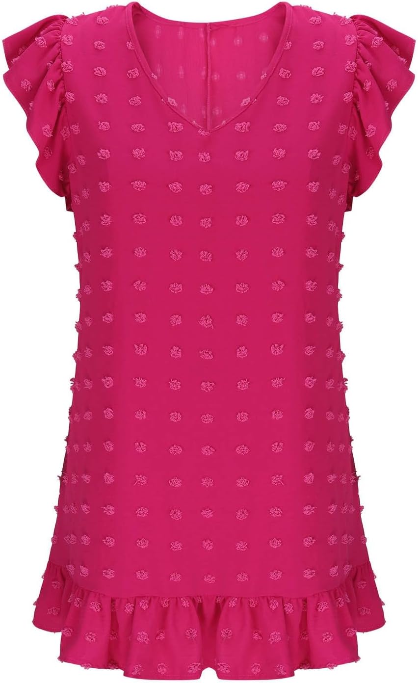 Chloé Women's Dress – Midi Dress V-Neck Short Sleeves Ruffles A-Line Cut Summer