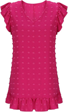 Chloé Women's Dress – Midi Dress V-Neck Short Sleeves Ruffles A-Line Cut Summer