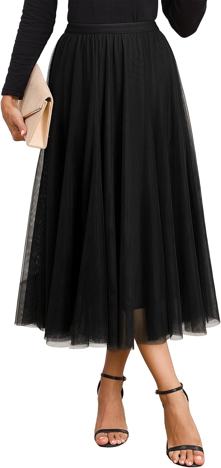 Cassy Women's Tulle Skirt – Long High-Waisted Skirt, Flowing & Elegant