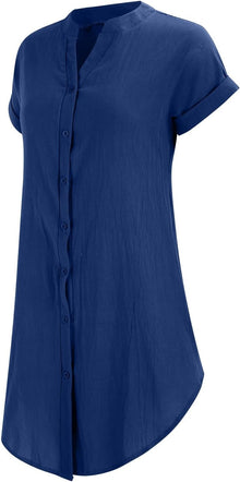 Sophie Women's Dress – Short Linen Dress with V-Neck, Buttoned, Short Sleeves, Flowing Fit, Summer