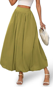 Laya Women's Bubble Skirt – Maxi Skirt with Elastic Waist, Voluminous & Chic