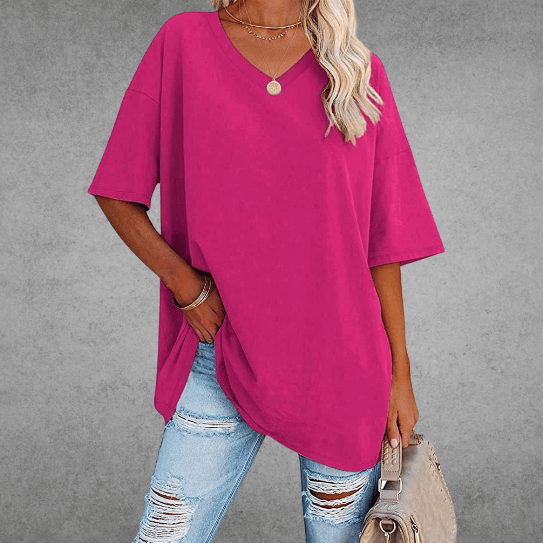 Ninon Oversize T-shirt Woman – Comfortable V-neck design & lightweight and breathable fabric