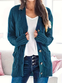 Lissy Gilet Femme – Warm Cable Knit Cardigan with Buttons & Modern Comfortable Fit