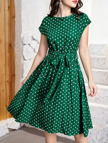 Sarrah Pleated Dress Woman – Comfortable, Timeless Polka Dot Pattern & Flattering Cut
