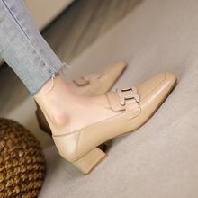 Evrynth Moccasins Women – Leather Mary Jane Shoes with Chunky Heel & Comfort