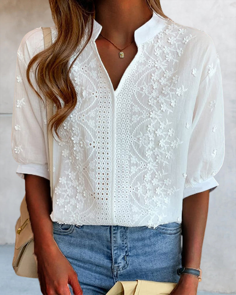 Emelia Blouse Femme – Elegant Top with Puff Sleeves & Comfortable Fit