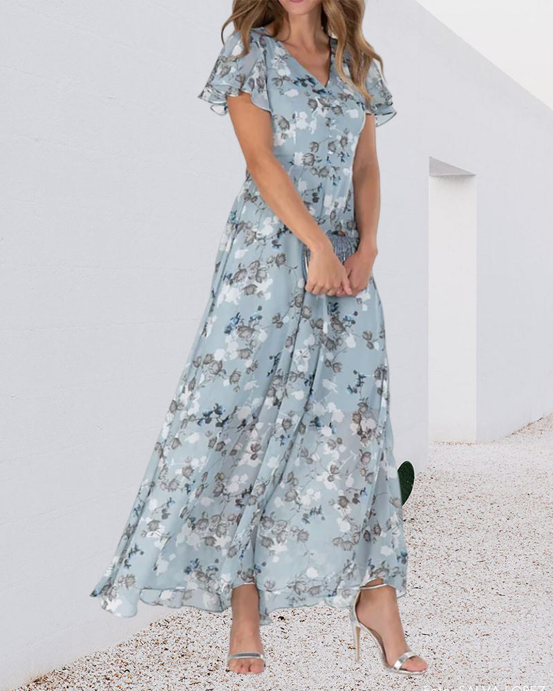 Robe Ina for Women – Elegant Chiffon Dress with Ruffles & Airy Cut for Summer or Parties