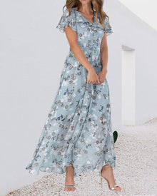 Robe Ina for Women – Elegant Chiffon Dress with Ruffles & Airy Cut for Summer or Parties