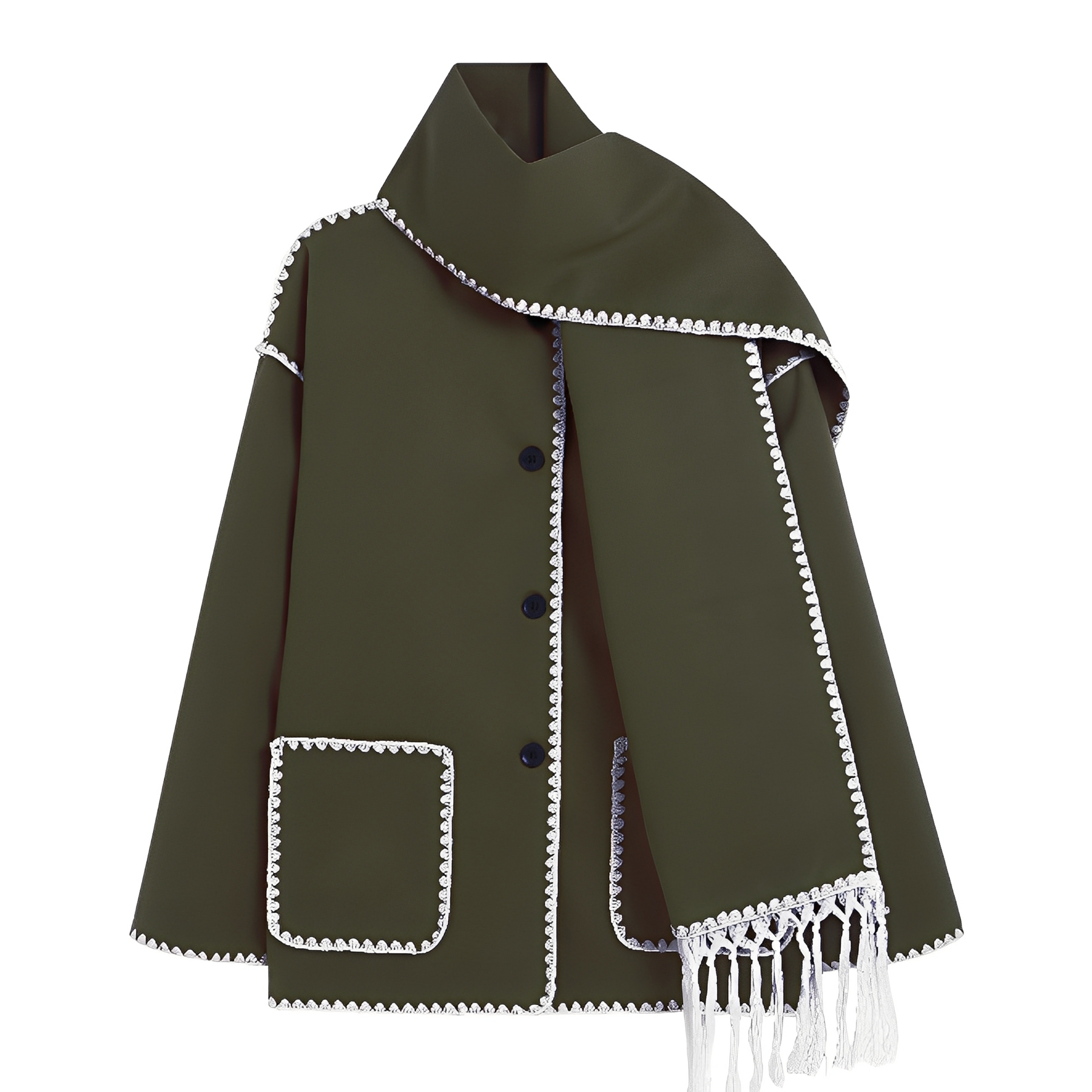 Genevieve Coat Woman – Soft Wool Coat with Scarf & Elegant Loose Fit