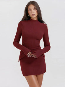 Lisa Short Robe Woman – Fitted Cut, Flared Long Sleeves & Chic Stand-up Collar