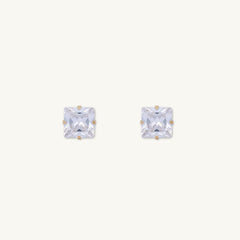 6mm Unisex Square Zirconia Stud Earrings