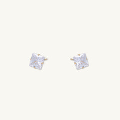 6mm Unisex Square Zirconia Stud Earrings