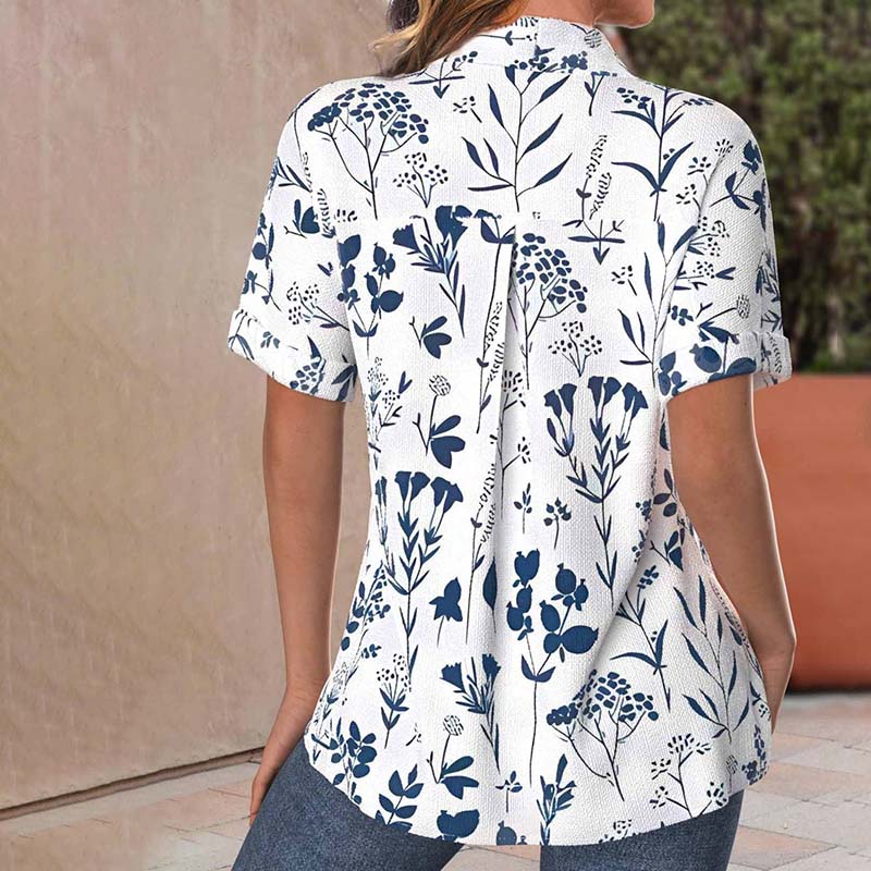 Heidi Blouse Femme Summer – Lightweight Top with Short Sleeves and Elegant Floral Print