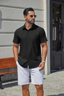 Hulyo Men's Shirt – Stretch Short Sleeve Shirt, Buttoned & Casual Chic Style